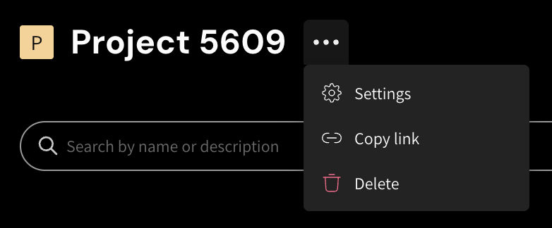 The Workspace ellipsis menu open, showing Settings and Delete options.